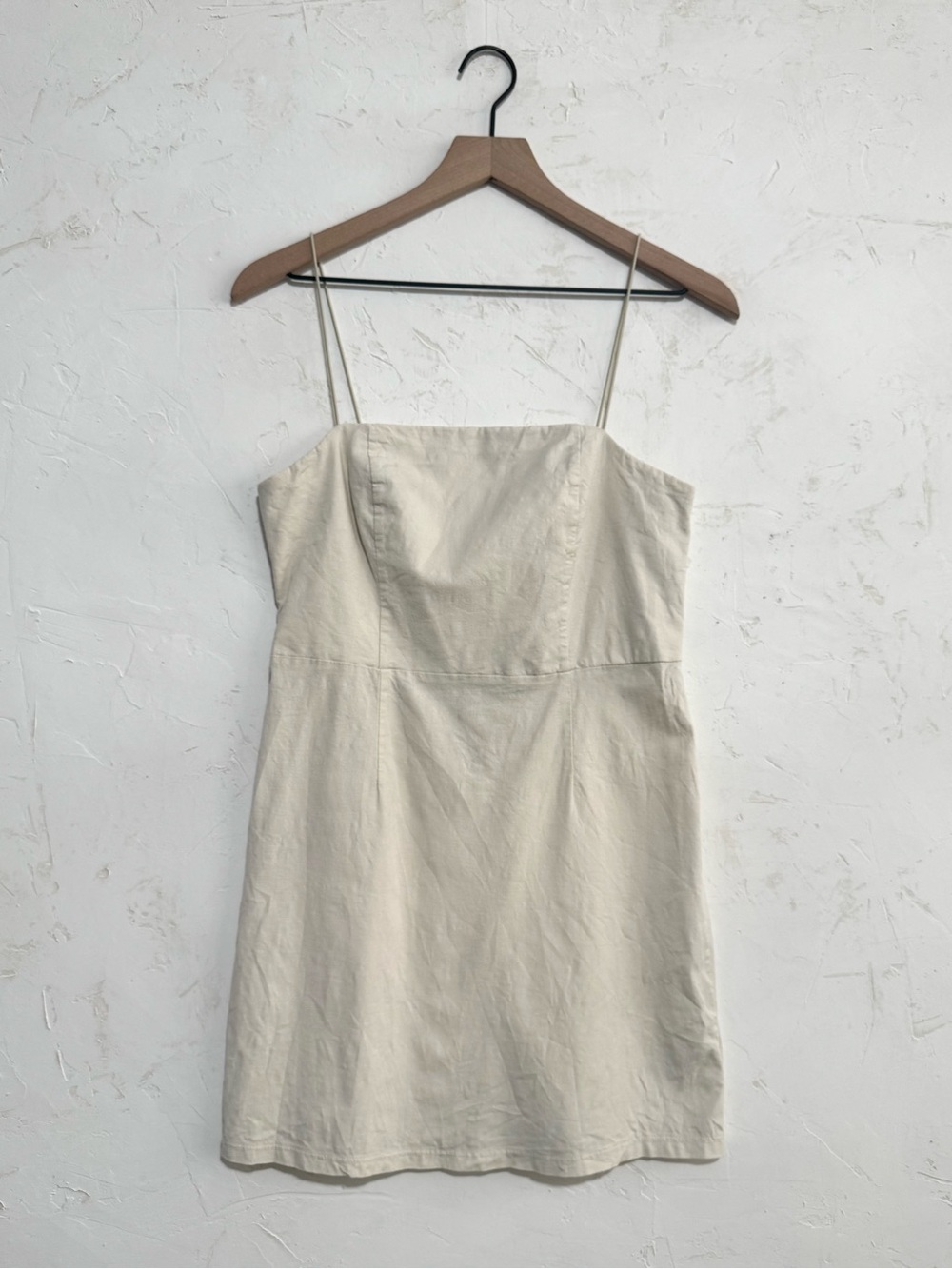 Urban Outfitters Cream Spaghetti-Strap Mini Dress Linen blend Size 6